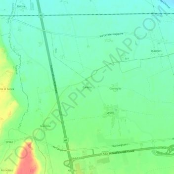 Mapa topográfico Carena, altitud, relieve