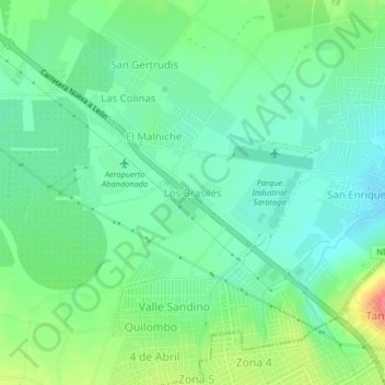 Mapa topográfico Los Brasiles, altitud, relieve