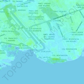 Mapa topográfico COL. P. ELIAS CALLES, altitud, relieve