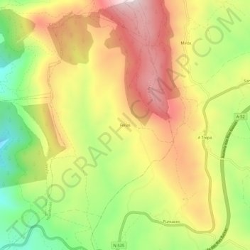 Mapa topográfico Feilas, altitud, relieve