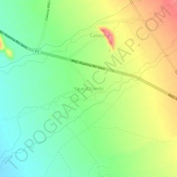 Mapa topográfico Yauri Chambi, altitud, relieve