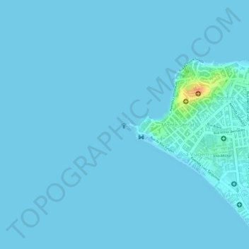Mapa topográfico Ponta do Humaitá, altitud, relieve