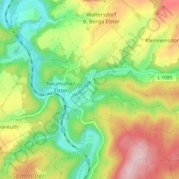 Mapa topográfico Grüne Eiche, altitud, relieve