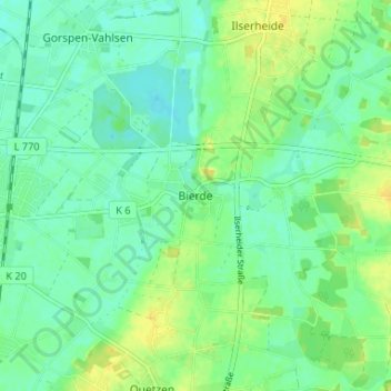 Mapa topográfico Bierde, altitud, relieve