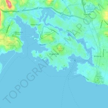 Mapa topográfico Esquimalt, altitud, relieve