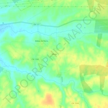 Mapa topográfico Olhas, altitud, relieve