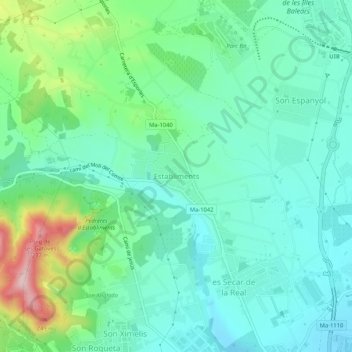 Mapa topográfico Establiments, altitud, relieve