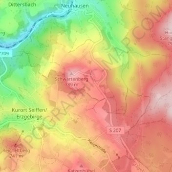 Mapa topográfico Heidelbach, altitud, relieve