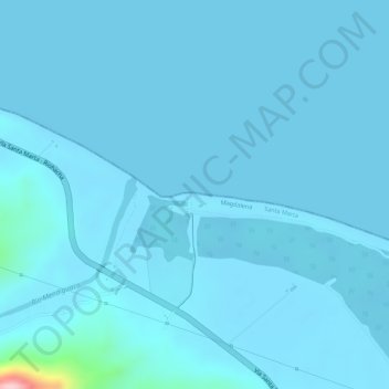 Mapa topográfico Playa Mendihuaca, altitud, relieve