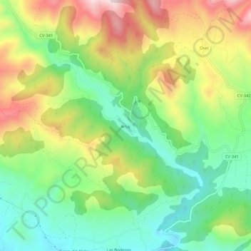 Mapa topográfico Artaj, altitud, relieve
