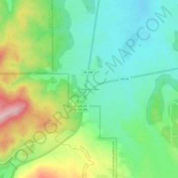 Mapa topográfico Antero Junction, altitud, relieve