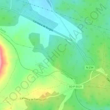 Mapa topográfico Cuerda Larga, altitud, relieve