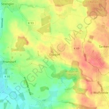Mapa topográfico Eilsdorf, altitud, relieve