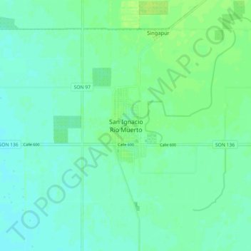 Mapa topográfico San Ignacio Río Muerto, altitud, relieve