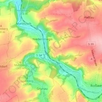 Mapa topográfico Ullrichsberg, altitud, relieve