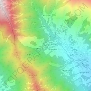 Mapa topográfico Lucco, altitud, relieve