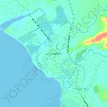 Mapa topográfico San Agustin, altitud, relieve