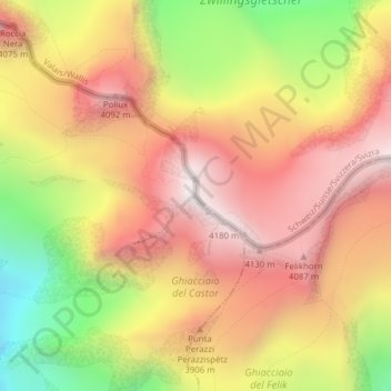 Mapa topográfico Castor, altitud, relieve