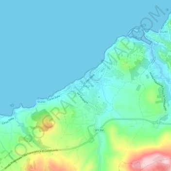 Mapa topográfico Lu Bagnu, altitud, relieve