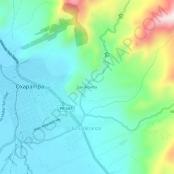 Mapa topográfico San Alberto, altitud, relieve