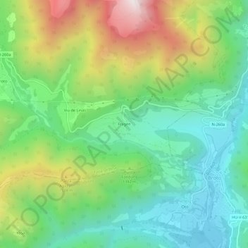 Mapa topográfico Fragen, altitud, relieve