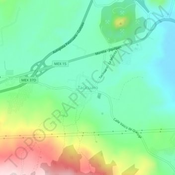Mapa topográfico Tacícuaro, altitud, relieve