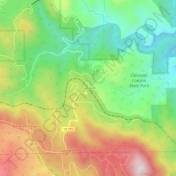 Mapa topográfico Crescent, altitud, relieve