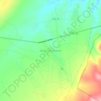Mapa topográfico Ignacio Zaragoza, altitud, relieve