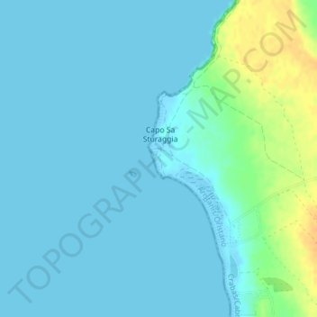Mapa topográfico Portu Suedda, altitud, relieve