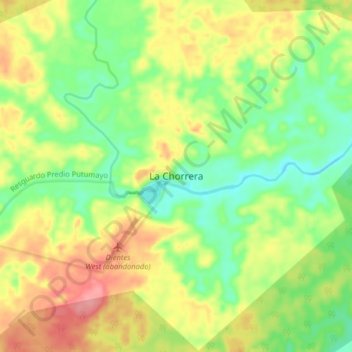 Mapa topográfico La Chorrera, altitud, relieve