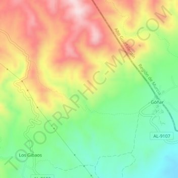 Mapa topográfico Goñar, altitud, relieve