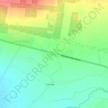 Mapa topográfico California, altitud, relieve