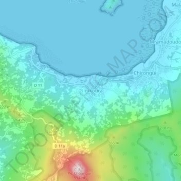 Mapa topográfico Tsimkoura, altitud, relieve