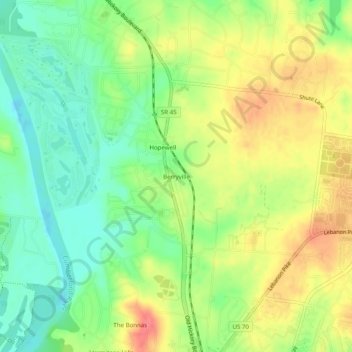 Mapa topográfico Berryville, altitud, relieve