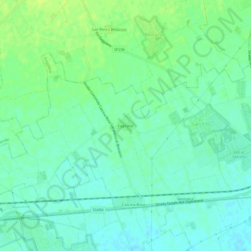 Mapa topográfico Fagnano, altitud, relieve