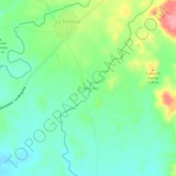 Mapa topográfico El Recreo, altitud, relieve