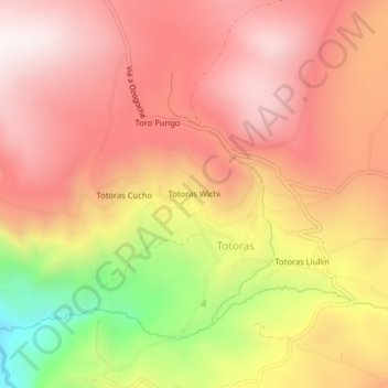 Mapa topográfico Totoras Wichi, altitud, relieve