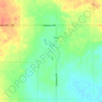 Mapa topográfico Rumsey, altitud, relieve