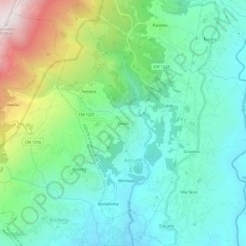 Mapa topográfico Couto, altitud, relieve