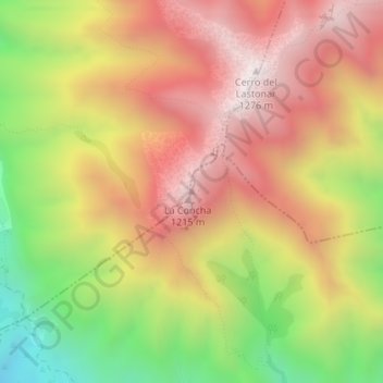 Mapa topográfico La Concha, altitud, relieve