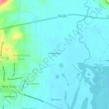 Mapa topográfico Linha Número 1, altitud, relieve