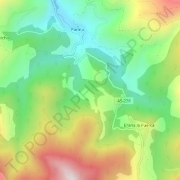 Mapa topográfico Cuesta Rica, altitud, relieve