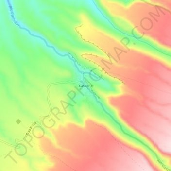 Mapa topográfico Caspana, altitud, relieve