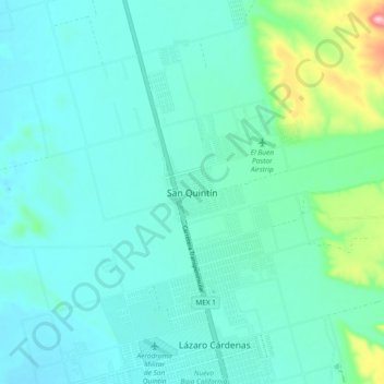 Mapa topográfico San Quintín, altitud, relieve