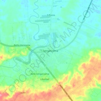Mapa topográfico Ivirgarzama, altitud, relieve