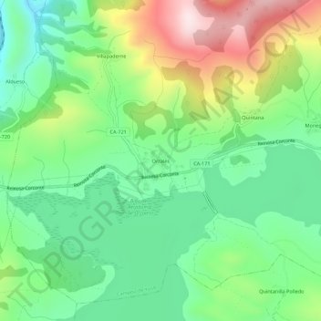 Mapa topográfico Orzales, altitud, relieve
