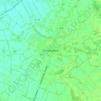 Mapa topográfico Dreierwalde, altitud, relieve