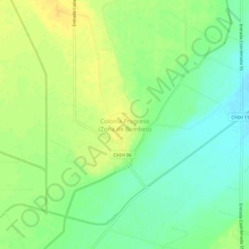 Mapa topográfico Colonia Progreso (Zona de Bombeo), altitud, relieve