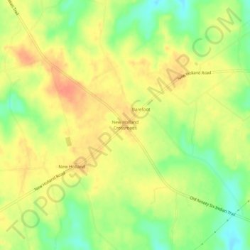 Mapa topográfico New Holland Crossroads, altitud, relieve