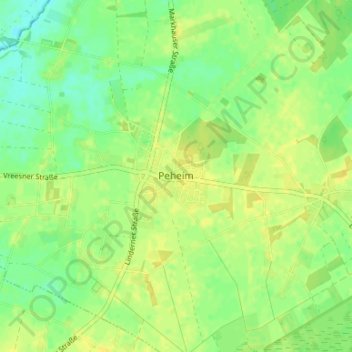 Mapa topográfico Peheim, altitud, relieve